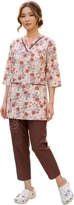 Floral Print Uniform Set for Housekeeping