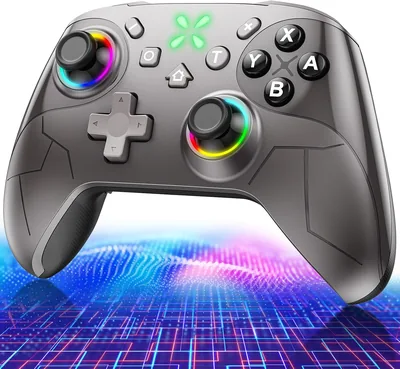 スイッチ プロコントローラー 2026年モデル ダブルホール 6軸ジャイロセンサー 4段階HD振動 RGBライト ゼロ遅延 ワイヤレス接続