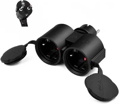 Doppelsteckdose für Steckdose, Max. 3500W/16A/250V Mehrfachsteckdose IP44 | Doppel-Steckdosen-Adapter Außen wasserdicht Erdung
