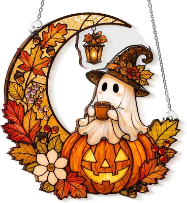 Halloween Faux Stained Glass Witchy Suncatcher Best Deal