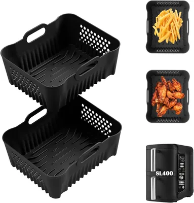 Silicone Air Fryer Liners, 21x18cm for Ninja SL400 with Air Flow Holes | BPA-Free Reusable Liner For