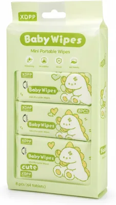 Simmering Baby Wipes Mini Portable 8 Packs 64 Tablets