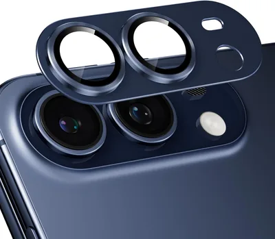 ポディック カメラレンズプロテクター iPhone デュオ用 アルミニウム合金 9H強化ガラス フル保護 ショックプルーフ 青