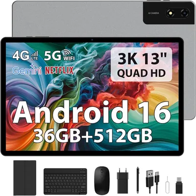 13 Inch Android Tablet - 36GB RAM, 512GB ROM