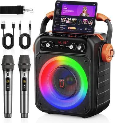 JYX Karaoke Machine Bluetooth Speaker with 2 Mics