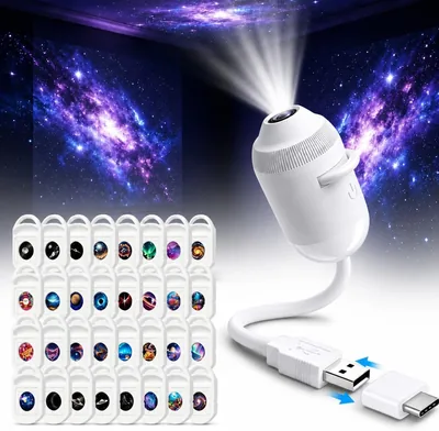 Holografische 5D Sternprojector USB 2 in 1 Galaxien-Nachtlicht Flexibles Mini Plastik-Projektionslampe, Innenraum Schlafzimmer Kinderzimmer
