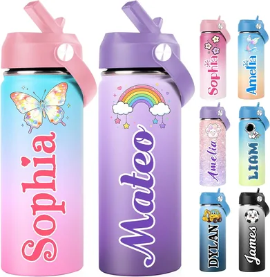 Pozetazas Personalized Water Bottles Kids 18oz Engraved Name Stainless Steel Best Deal