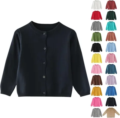Girls Cardigan Comfy Kids Button Down Long Sleeve School Uniform Sweaters Best Deal