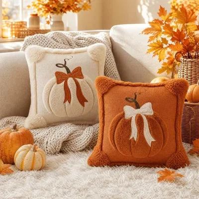Fall Jacquard Pumpkin Throw Pillows - 2-Pack Deal