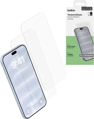 Belkin Tempered Glass Screen Protector for iPhone 18 Pro Max/17 Pro Max (2 Pack)
