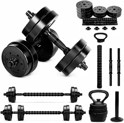 Kit Halteres Ajustável 15kg 6 em 1 Academia Em Casa Musculação Completo All Black