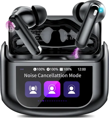Cuffie Bluetooth 2026 con Schermo a Sfioramento, 48h di Durata, Cancellazione del Rumore Attiva/Passiva, 5 Equalizzatori