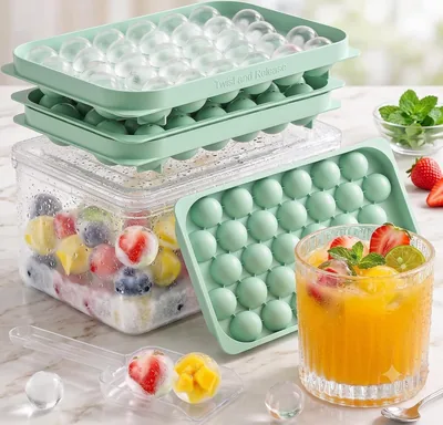 Mini Ice Cube Trays 64 Ball Set