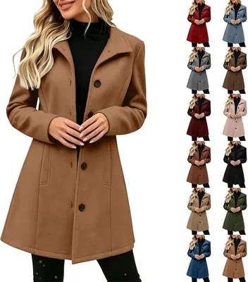 Women Wool Pea Coat Winter Jacket - Best Deal