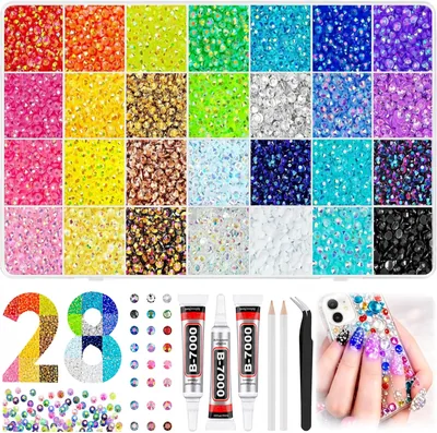 Bonore 28 Colors Bedazzling Kit for Nail Art