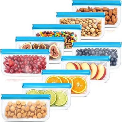 MAGXCENE Silicone Food Storage Bags - 10 Pack