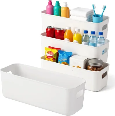 Zayla 4PCS Narrow Storage Box, Plastic Organiser