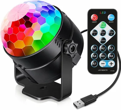FINOVIBE Sound Activated RGB Party Light, LED Disco Ball with Remote