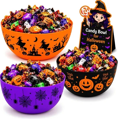 AILCK Halloween Candy Bowls - 3pcs Pumpkin Ghost Spider