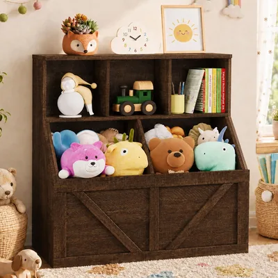 IDEALHOUSE Toy Box with Bookshelf & Storage - Best Deal