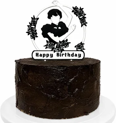 Wednesday Birthday Cake Topper - Black Flowers Best Deal