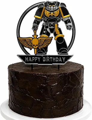 Space Marine Birthday Cake Topper - 18cm Black & Gold PLA Best Deal