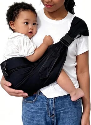 Multifunctional Baby Carrier Sling - Ergonomic Adjustable Shoulder Strap Infant Wrap & Hip Seat Support (Black)