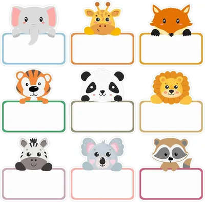 School Name Stickers for Kids with Animal Motifs