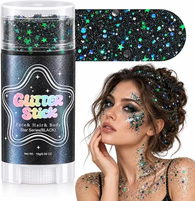 Black Glitter Stick Hair Body Sequins Makeup