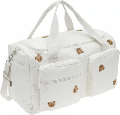 Hospital Maternity Bag, Baby Changing Bags with Shoulder Strap, White Bears