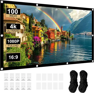 Outdoor Projector Screen with Hooks & Ropes