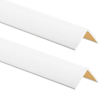 PerfectPVC PVC Winkelprofil 19 x 19 mm 1.30 m Weiß Pack von 2 | Selbstklebende Kantenverkleidung aus flexiblem PVC für Wände