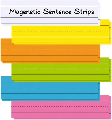 Magnetic Sentence Strips, 6 Pack - Dry Erase Ruled, 6 Colors