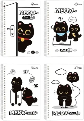 Cat Floral A5 Spiral Notebooks 4-Pack - Wire Bound Travel Journal