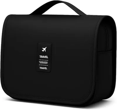 Organizador de Maquiagem e Cosméticos com Divisórias e Cabide para Pendurar - Bolsa de Viagem