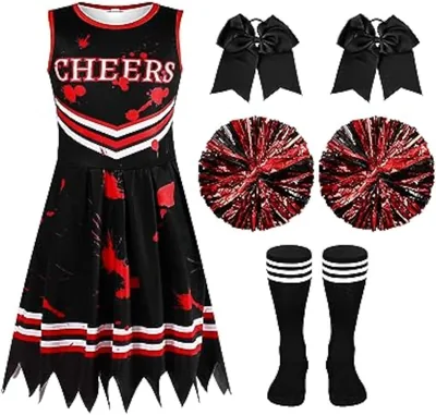 Girls Cheerleader Halloween Costume - Bloody Dress Outfit