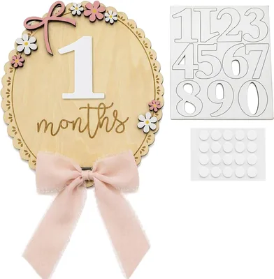 Wooden Milestone Cards 0-12 Months Girl Photo Prop