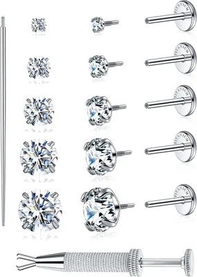 G23 Titanium Stud Earrings - PVD Gold Plated, 5 Pairs