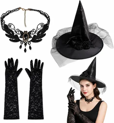 Women's Witch Hat & Accessories Set - Halloween Cosplay