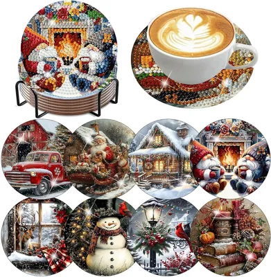 8 Pcs Diamond Art Coasters Kit