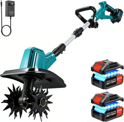 Tiller コードレス 電気耕運機 850W [2026年製 高出力モーター | 小型耕運機, SK5 ウェーブ刃, 3面冷却]