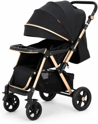 High Landscape Baby Stroller, Foldable Pram, Black