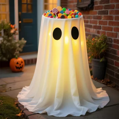 Violety Halloween Ghost Candy Bowl - Light Up