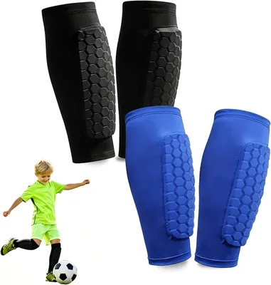 Kids Soccer Shin Guards 2 Pairs Honeycomb Pads