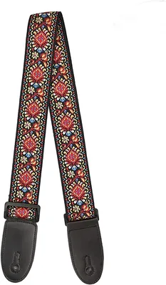 Vintage Embroidered Guitar Strap - Floral Jacquard Design