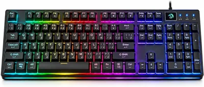 لوحة مفاتيح ألعاب ميكانيكية سلكية، 104 مفتاح كامل الحجم، إضاءة RGB، محولات قابلة للاستبدال، قاعدة غسق، شاشة TFT