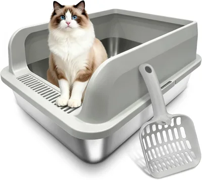Camvivid Stainless Steel Litter Box - 17.3x13.4x7.9in