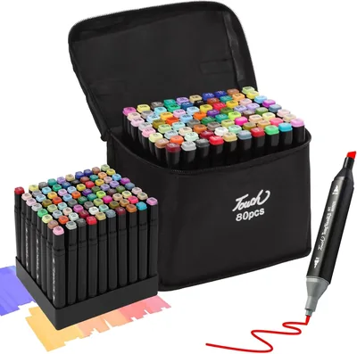 80 Colors Alcohol Markers Set Fine & Chisel Tips Drawing Illustration Manga Best Deal