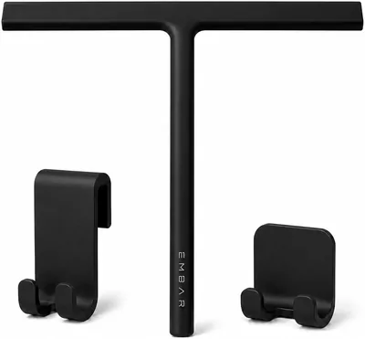 EMBAR® Duschschlange 11 inch Schwarz mit 2 Halterungen, Ohne Bohren | Für Dusche, Glas, Fliesen und Fenster