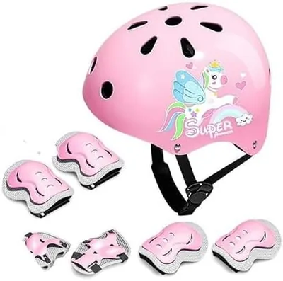 Kids Bike Helmet with Protective Gear Set - Unicorn Pink